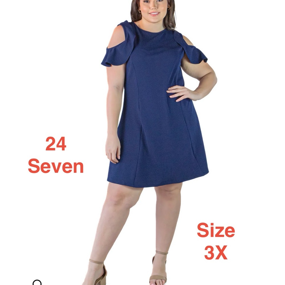 24 Seven Women's Navy Cold Shoulder Mini Dress